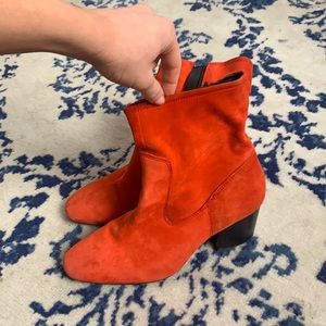 ASOS red orange booties